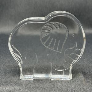 Vintage Clear Art Glass ELEPHANT Figurine Paperweight Textured Glass Minimalist